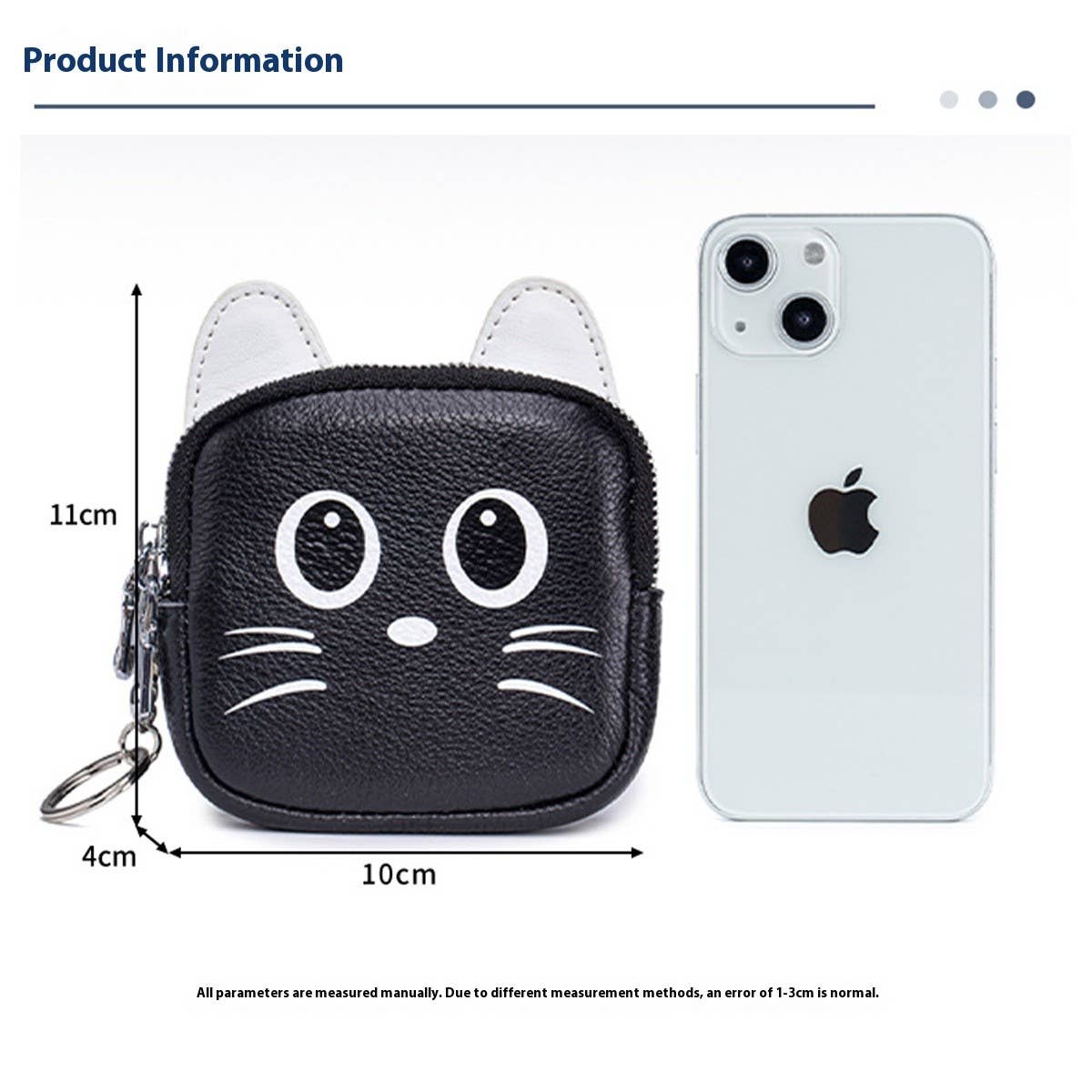 CUTE CAT LEATHER WALLET DOUBLE ZIPPER POUCH_CUAB00383