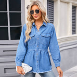 Washed Denim Shirt With Raw Edge