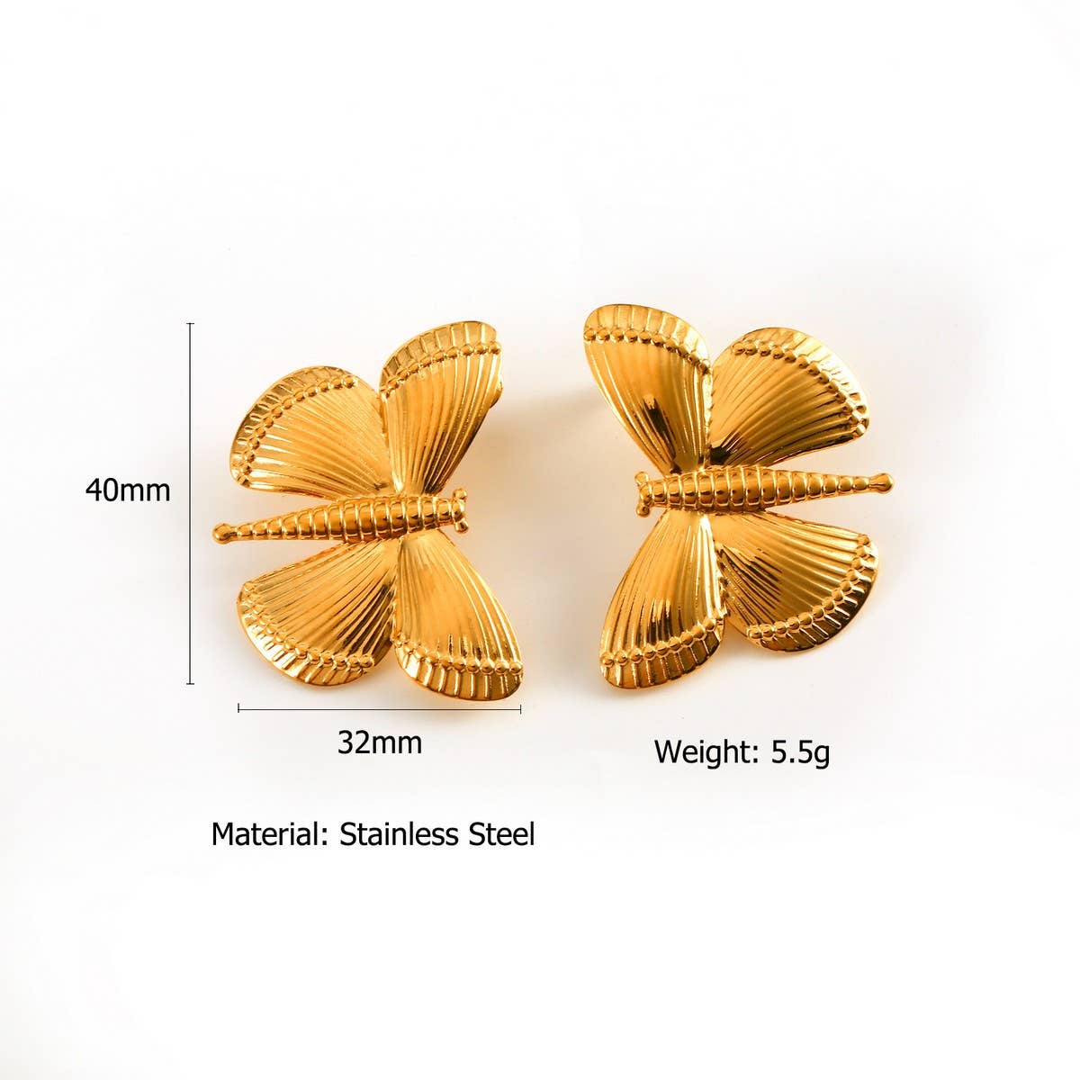 ORIGINAL 18K STEEL DRAGONFLY EARRINGS MINIMALIST_CWMM8899