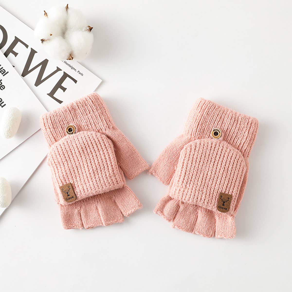 Winter Warm Half Finger Flip Touch Screen Gloves_Cwmm1495