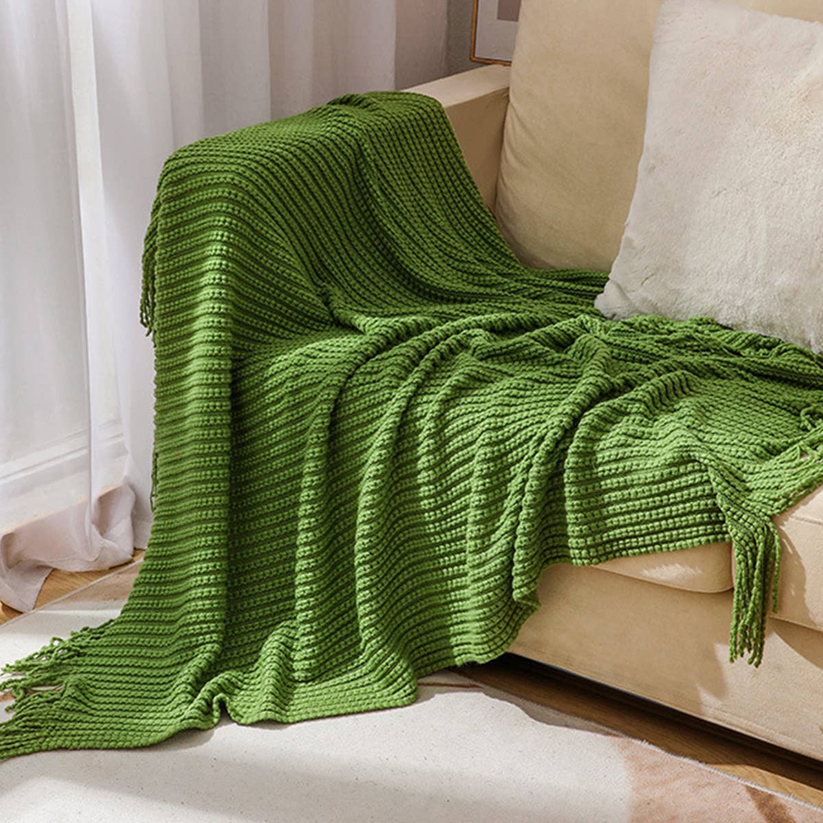 KNITTED SOFT WARM SOFA BLANKET BED END BLANKET_CWMM0200
