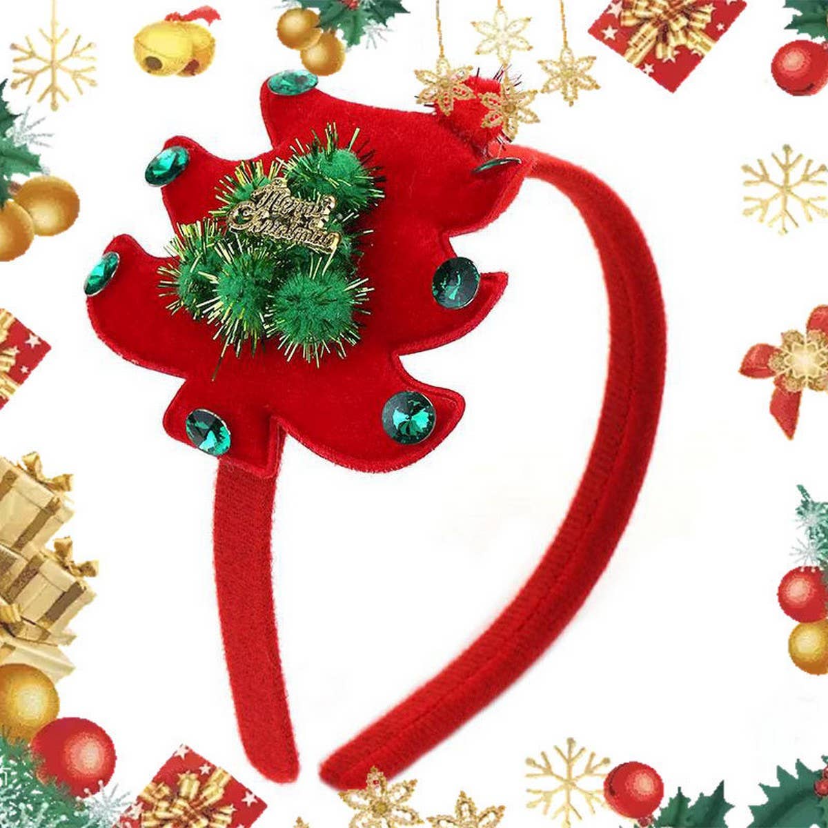 CHRISTMAS TREE PLUSH HEADBAND CUTE HAIR ACCESSORY_CWAHA5661