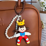 CUTE FOX HAT CLAY PEARL CHAIN KEYCHAIN GIFT_CWMM7878