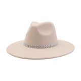 Unisex Wool Fedora Hat Ethnic Flat Brim Style_Cwah04387