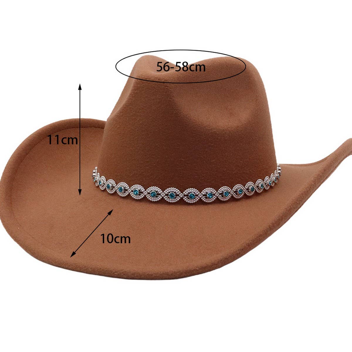 Unisex Wide Brim Western Cowboy Fedora Hat_Cwah04478