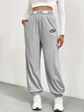 Solid Color Slim Baggy Wide Leg Label Sweatpants