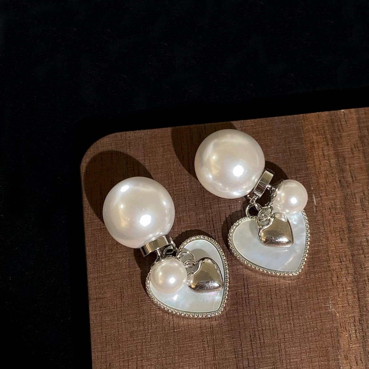 Valentines Day Heart Pearl High Design Earrings