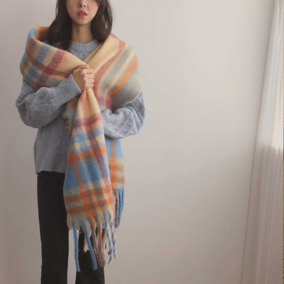 THICK BRUSHED AC SCARF SWEET WINTER WRAP_CWASC2694