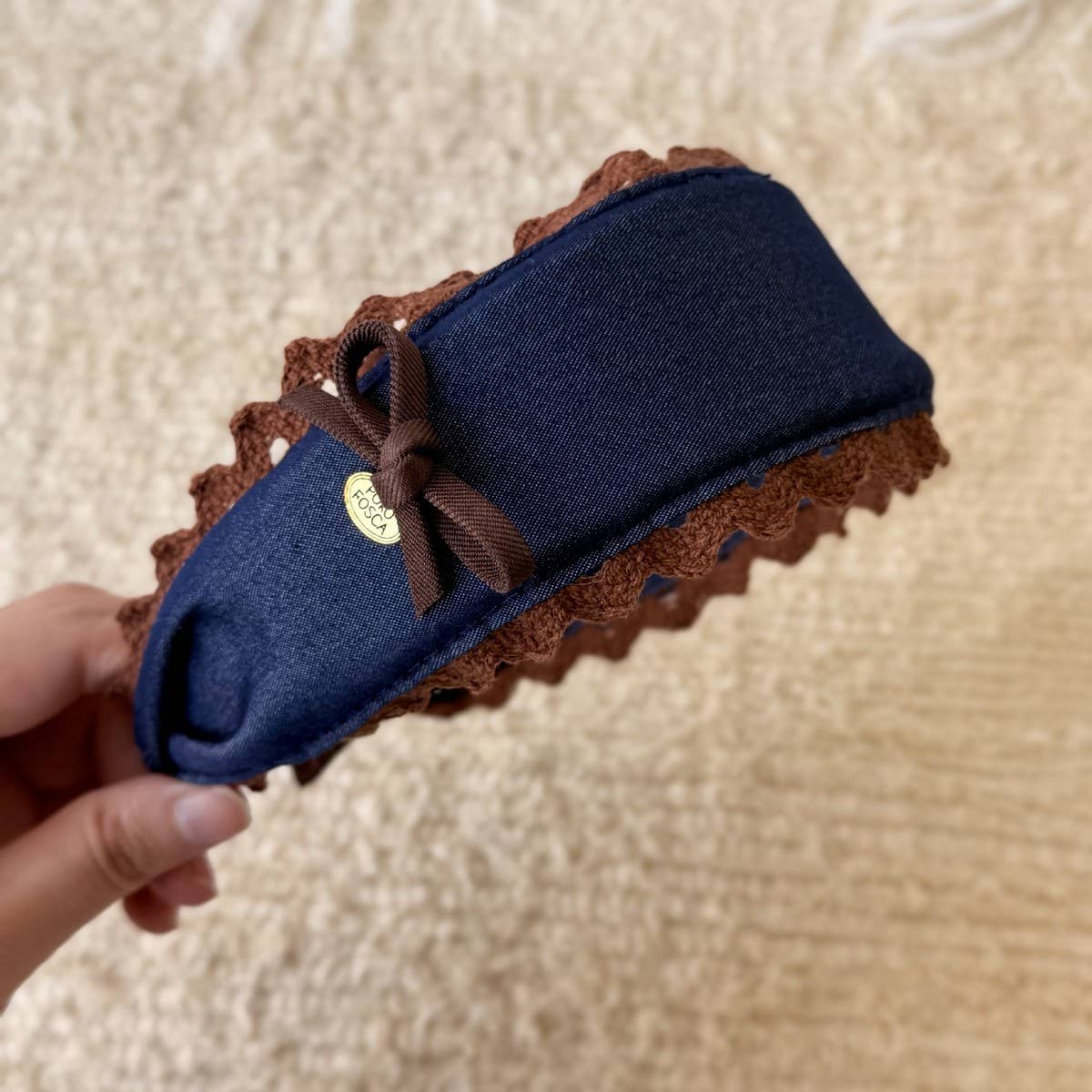 Denim Bow Hair Clip Triangle Claw Autumn Style_Cwaha07976