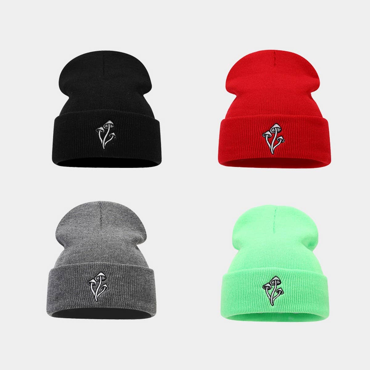 MUSHROOM EMBROIDERED KNITTED HAT SIMPLE _CWAH2089