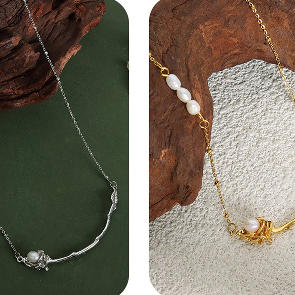 NATURAL FRESHWATER PEARL STAINLESS STEEL NECKLACE_CWAJE1095