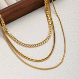 FASHIONABLE THREE LAYER SNAKE BONE CHAIN NECKLACE_CWMM3577