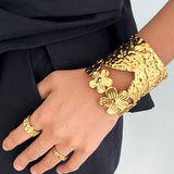 MINIMALIST 18K GOLD HAMMERED OPEN CUFF BRACELET_CWAJE4826