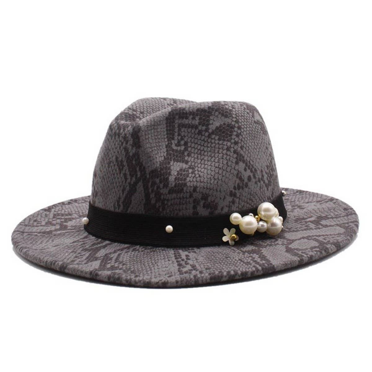 Tweed Hat Snake Pattern Hat Jazz Hat Felt Hat_Cwah2597