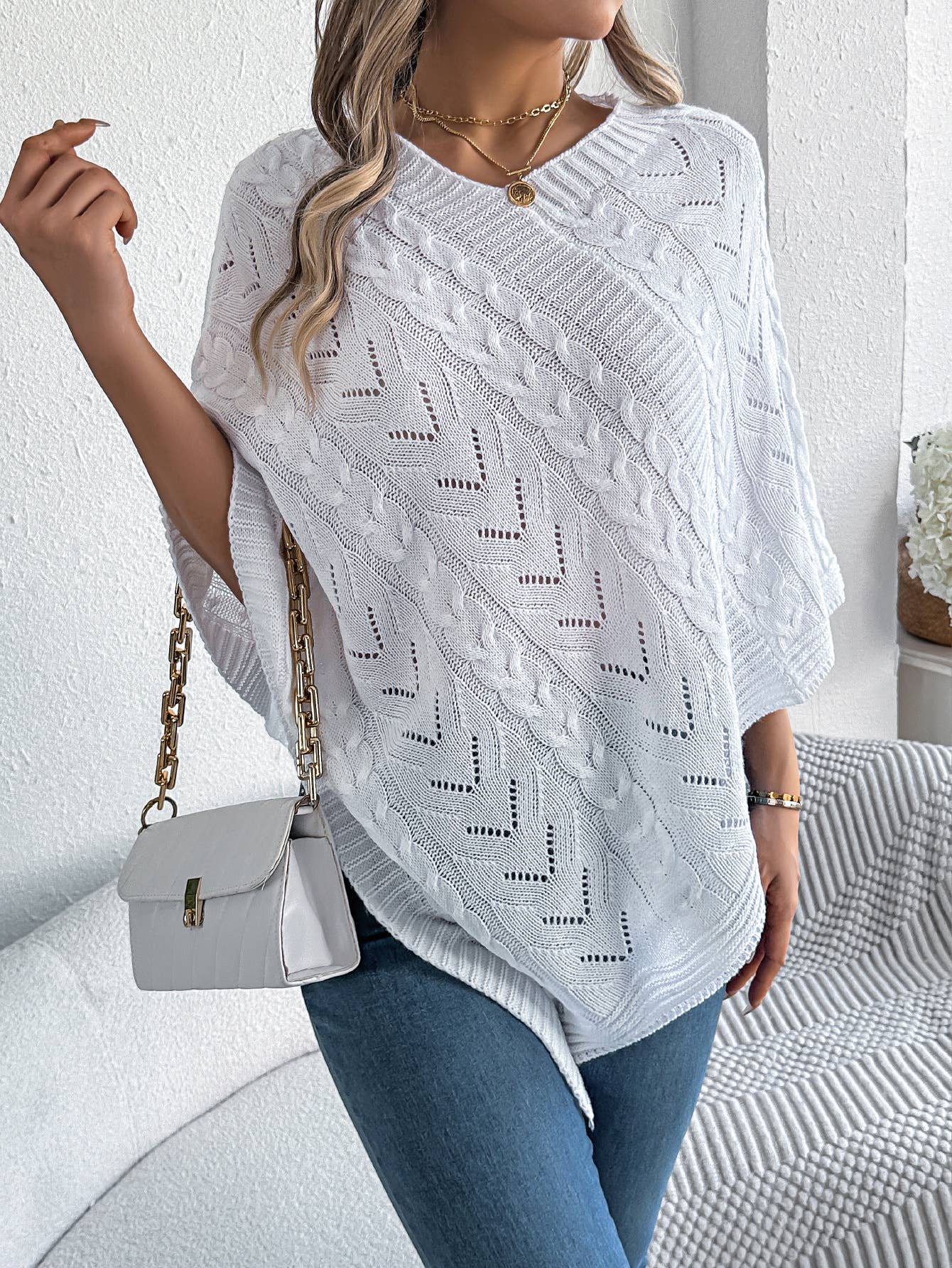 Casual Solid Color Twist Pongee Sweater Coat