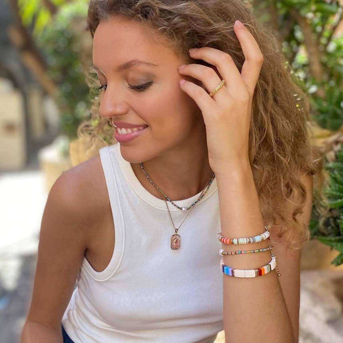 HOLIDAY INSPIRED COLORFUL TAROT NECKLACE_CWMM5329