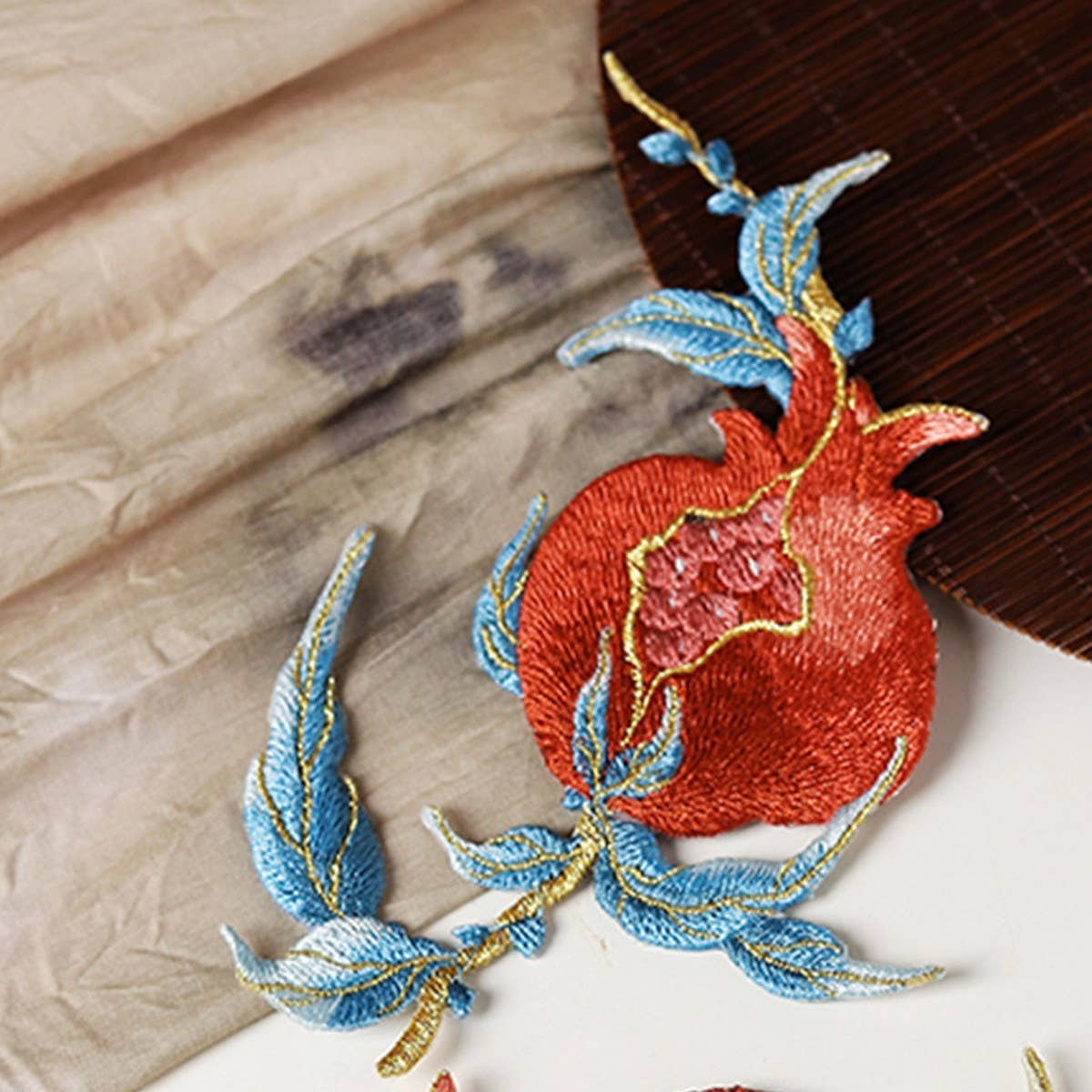 3D POMEGRANATE EMBROIDERED PATCH FOR REPAIR_CWMM5926