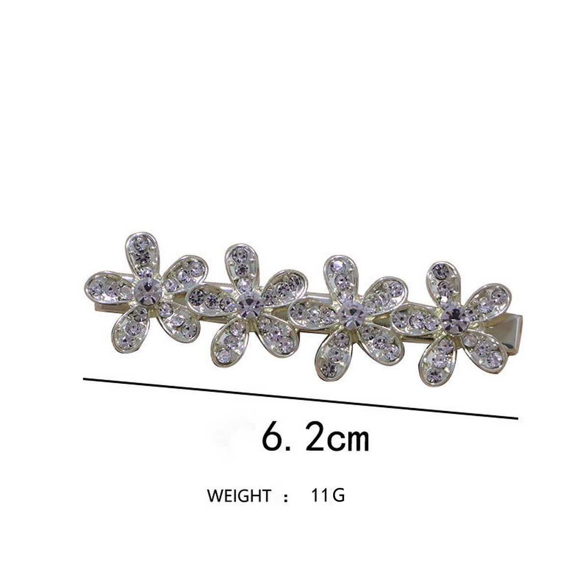 RHINESTONE FLORAL HAIR CLIP SIDE DUCKBILL BANG PIN_CWAHA4743