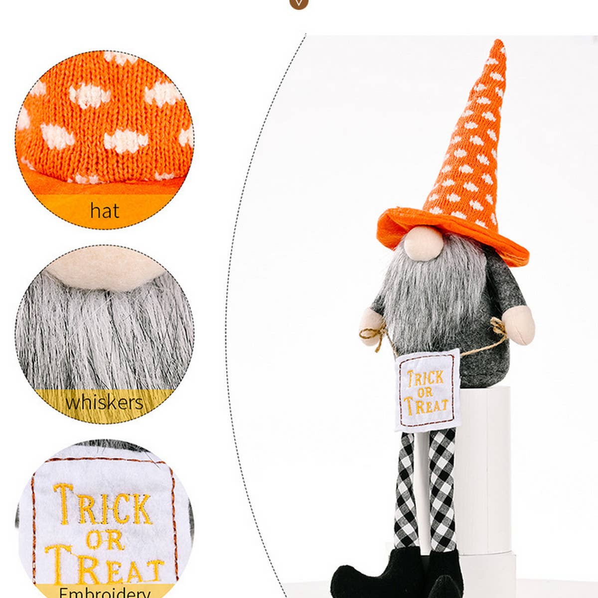 HALLOWEEN HANGING LEG DOLL ORANGE HAT ORNAMENTS_CWMM1771
