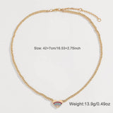 FASHION HEART COLOR DIAMOND NECKLACE EARRING SET_CWAJE2848