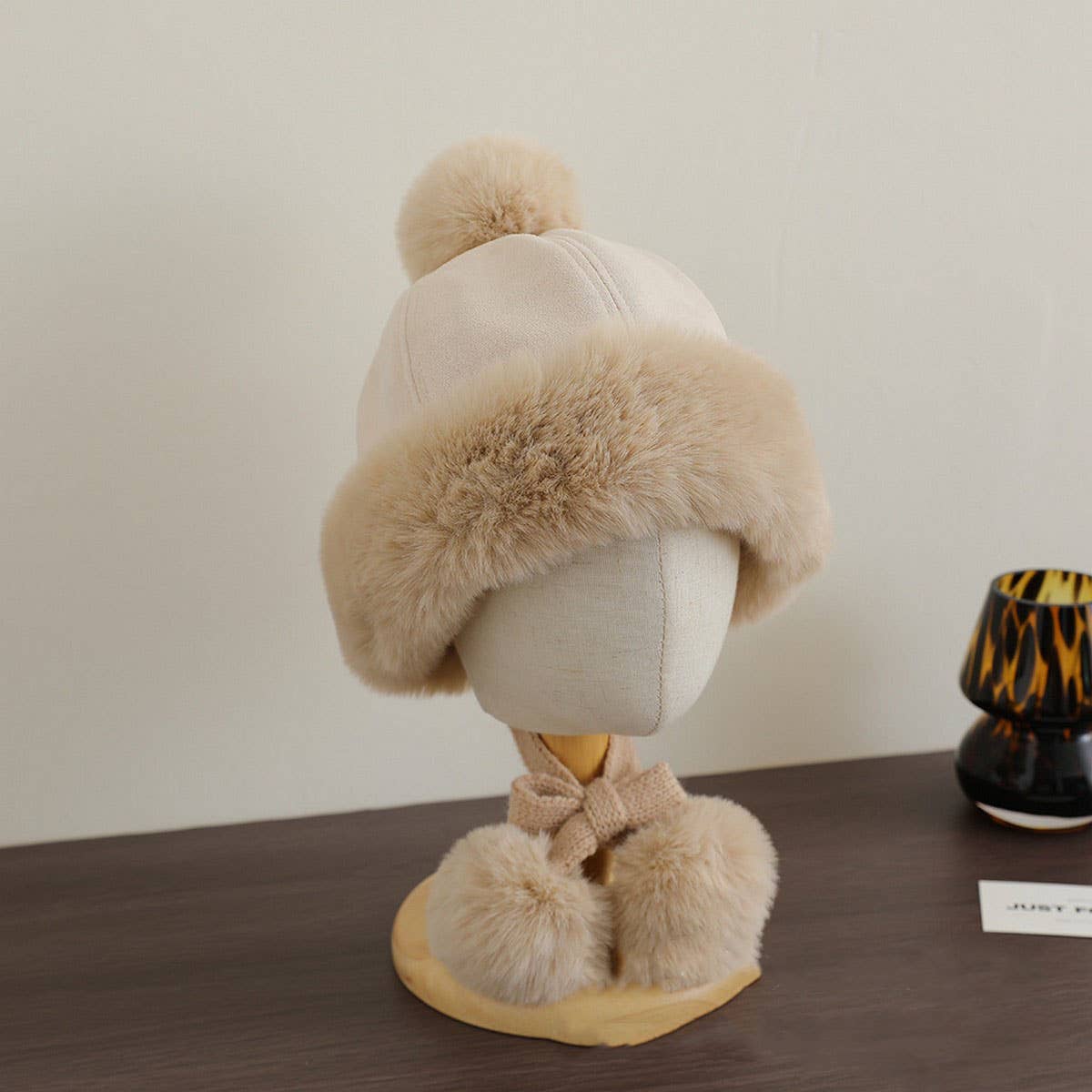 KIDS SUEDE TRAPPER HAT WARM WINTER EARFLAP CAP_CWAH2936