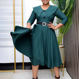 SOLID COLOR FASHIONABLE A LINE PLUS SIZE DRESS_CWDMD3670
