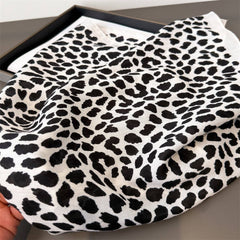 Vintage Leopard Herringbone Linen Headscarf_Cwasc03426