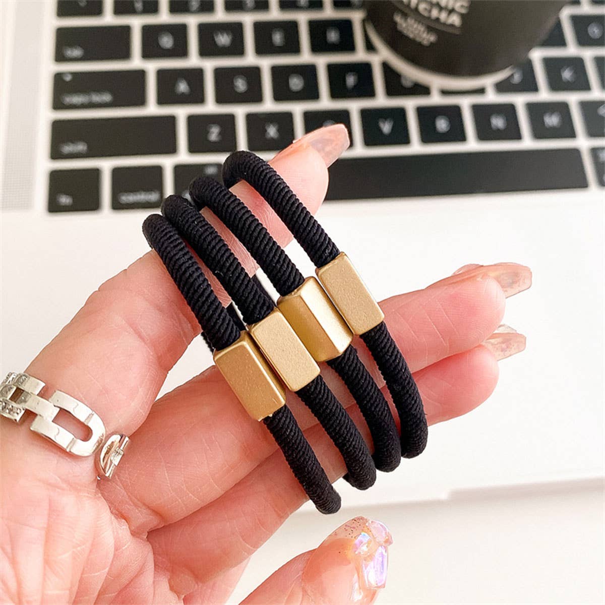 4PCS SET FASHION STRETCHY ELASTIC SIMPLE HAIR TIES_CWAHA0338