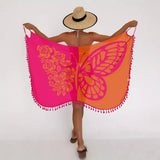 MULTI WAY TASSEL BEACH DRESS BUTTERFLY MESH COVER_CWBLS0490