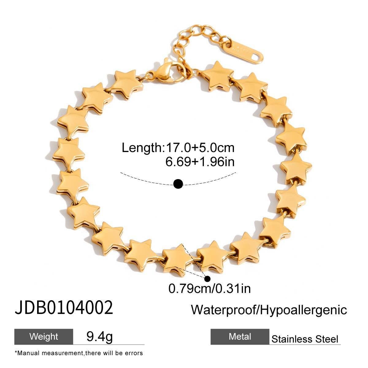 18K GOLD STAR BRACELET STAINLESS STEEL SHINE_CWAJE4666