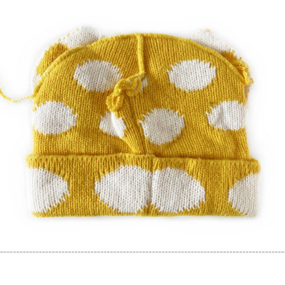 ADULT POLKA DOT FABRIC LABEL BEANIE KNITTED HAT_CWAH2052