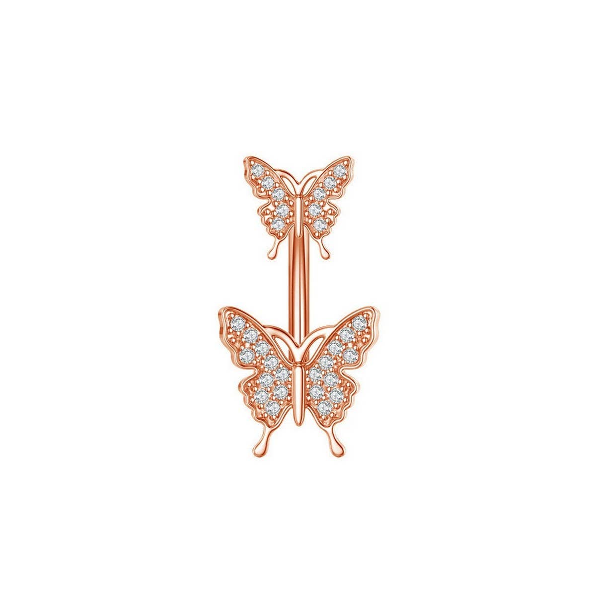 DOUBLE BUTTERFLY CZ BELLY RING HYPOALLERGENIC_CWMM9247