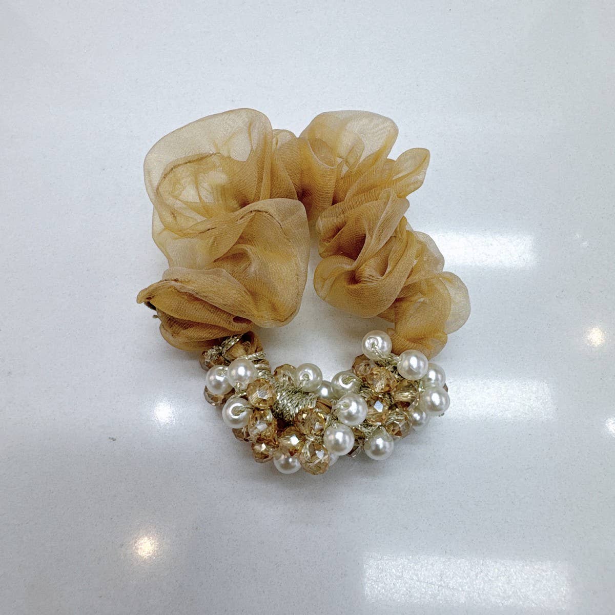 SWEET CRYSTAL PEARL SCRUNCHIE NEW SIMPLE HAIR TIE_CWAHA6773