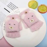 Winter Cartoon Half-Finger Flip Velvet Gloves_Cwag0171