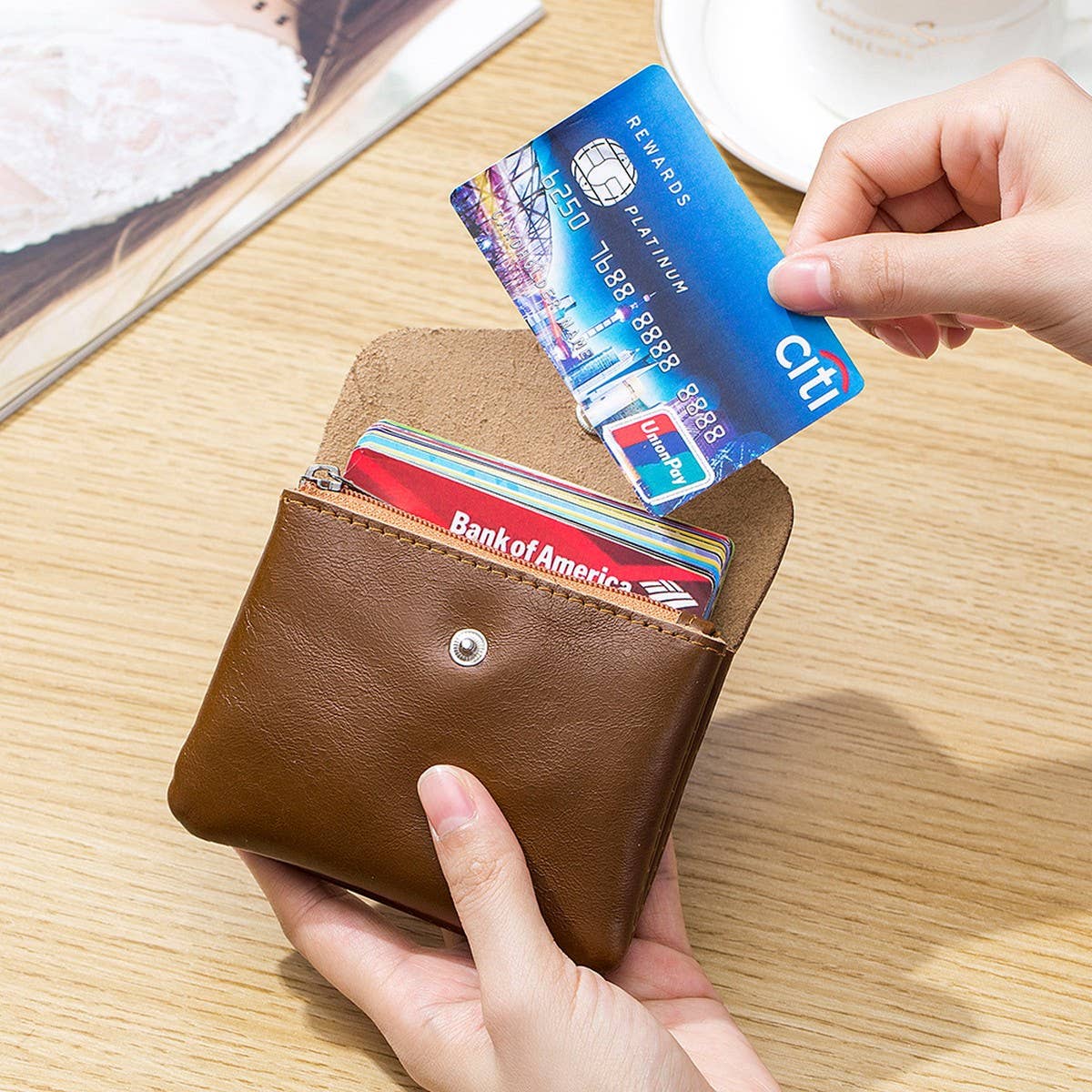 MINI LEATHER RETRO OIL WAX LEATHER WALLET CARD BAG_CWAB3880