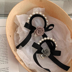 NEW FRENCH STYLE PEARL CAMELLIA HAIR ROPE_CWAHA1294