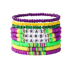MULTI LAYERED POLYMER CLAY LETTER BRACELET SET_CWMM3517