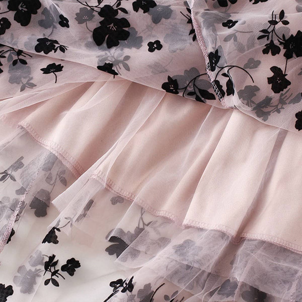 FLOCKED TULLE PLEATED SLIM FIT MIDI SKIRT_CWBMS0382