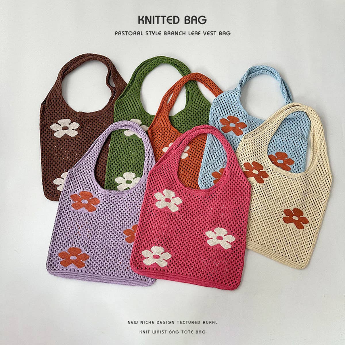 Exquisite Knitted Heart Tote Handbag_Cwab2389