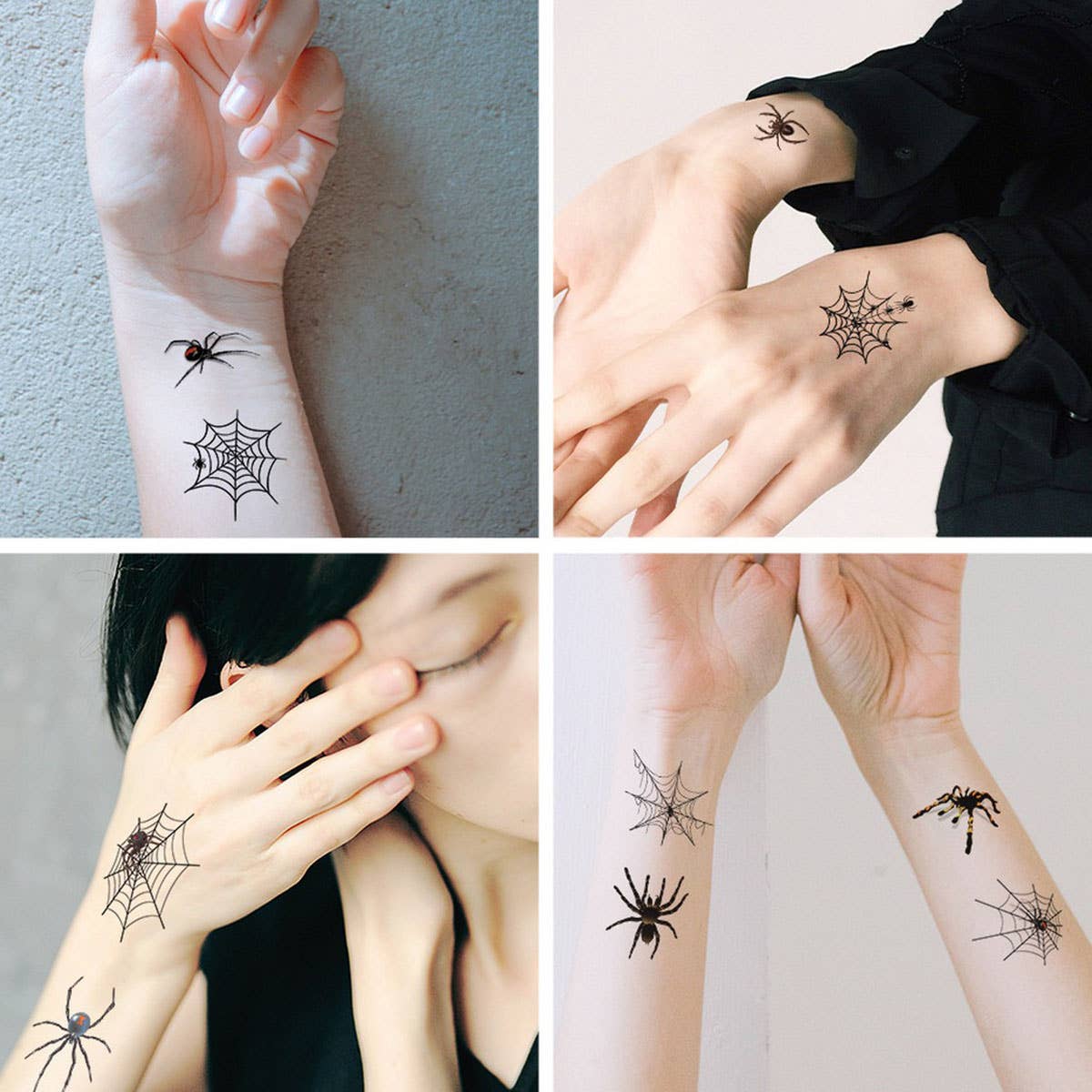 Waterproof 3D Spider Web Tattoos For Halloween_Cwmm8257