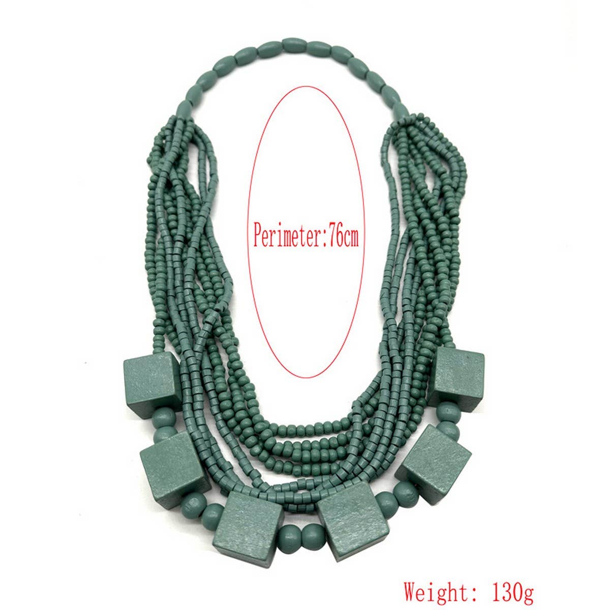 Wooden Beads Wood Geometric Necklace_Cwmm4956