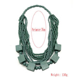 Wooden Beads Wood Geometric Necklace_Cwmm4956
