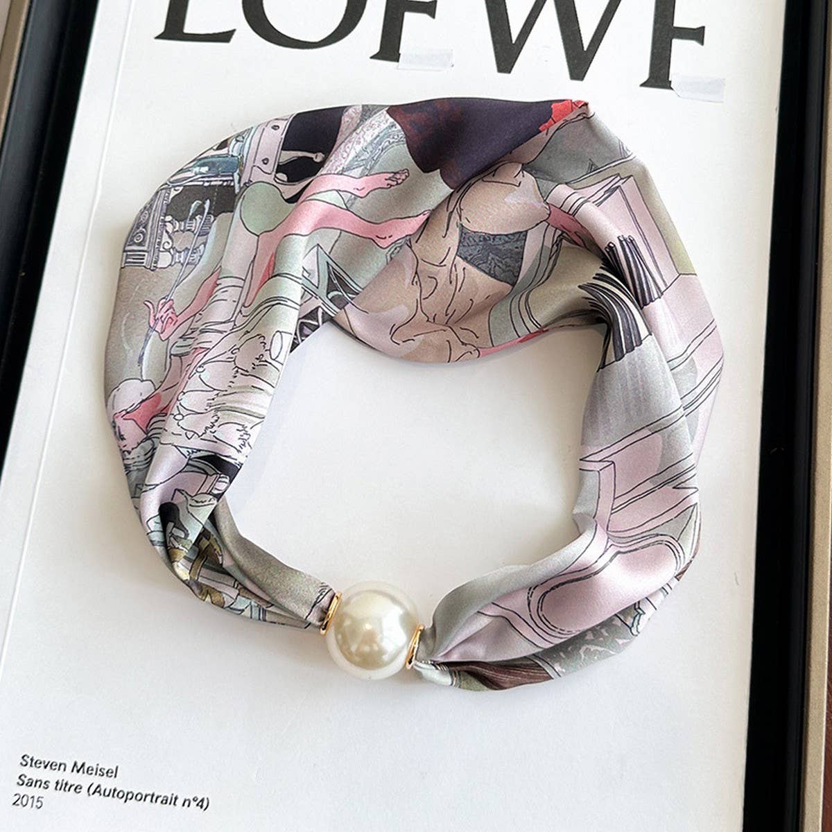 Pearl Magnetic Skinny Silk Neck Scarf_Cwasc03931