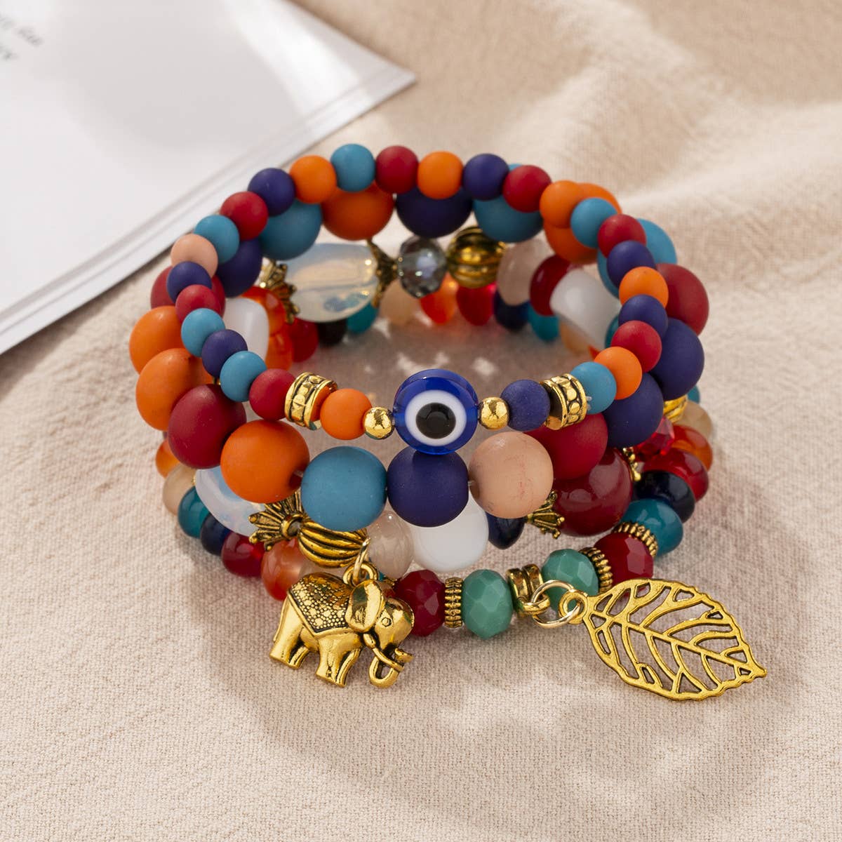 MULTI LAYERED ELEPHANT LEAF BEAD BRACELET_CWAHA2472