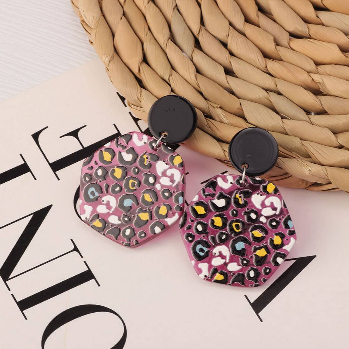 SWEET GIRL COLORFUL FLOWER ACRYLIC EARRINGS_CWAJE3993