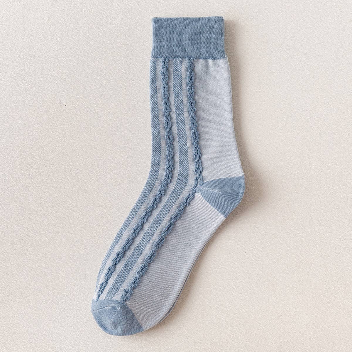 Women Blue Striped Plaid Socks_Cwms0667