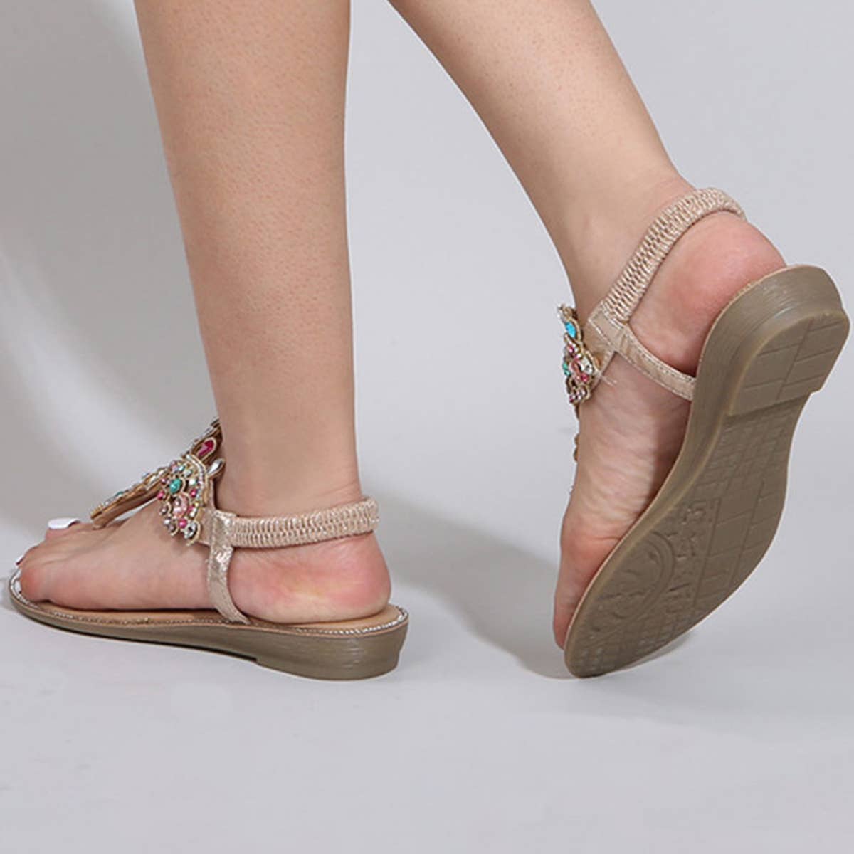 Woman Bohemian Style Gold Flat Sandal