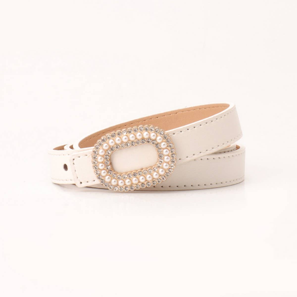 CLASSIC VINTAGE RHINESTONE PEARL BUCKLE BELT_CWABE0389