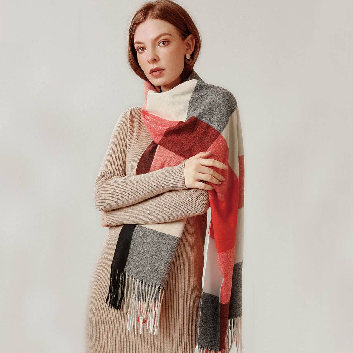 ELEGANT PLAID SHAWL WINTER SCARF FOR WOMEN_CWASC0170