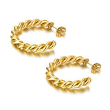 14K GOLD PLATED TWISTED ROPE ROUND HOOP EARRINGS_CWAJE0549